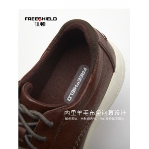 休顿头层牛皮休闲运动商务皮鞋